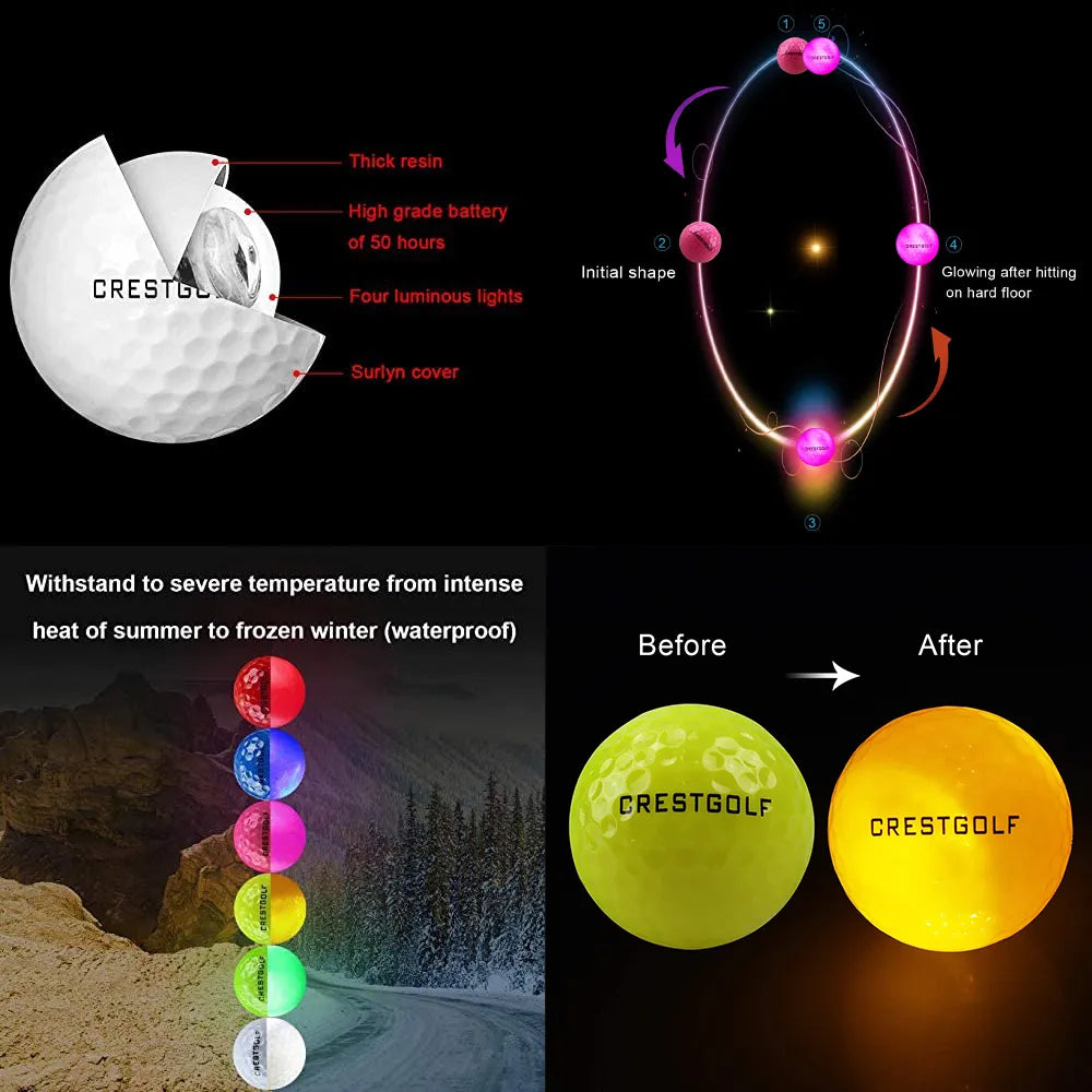 LED Golf Balls for Night Glow in The Dark